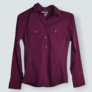 Merrell Shirt XS Womens Button Down Burgundy Polyester Opti Wick Pockets